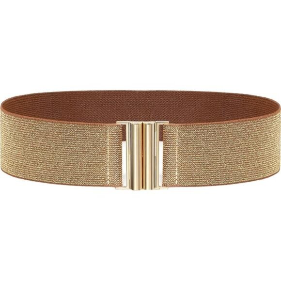 Accessories - Wide Stretchy Waist Belt Gold